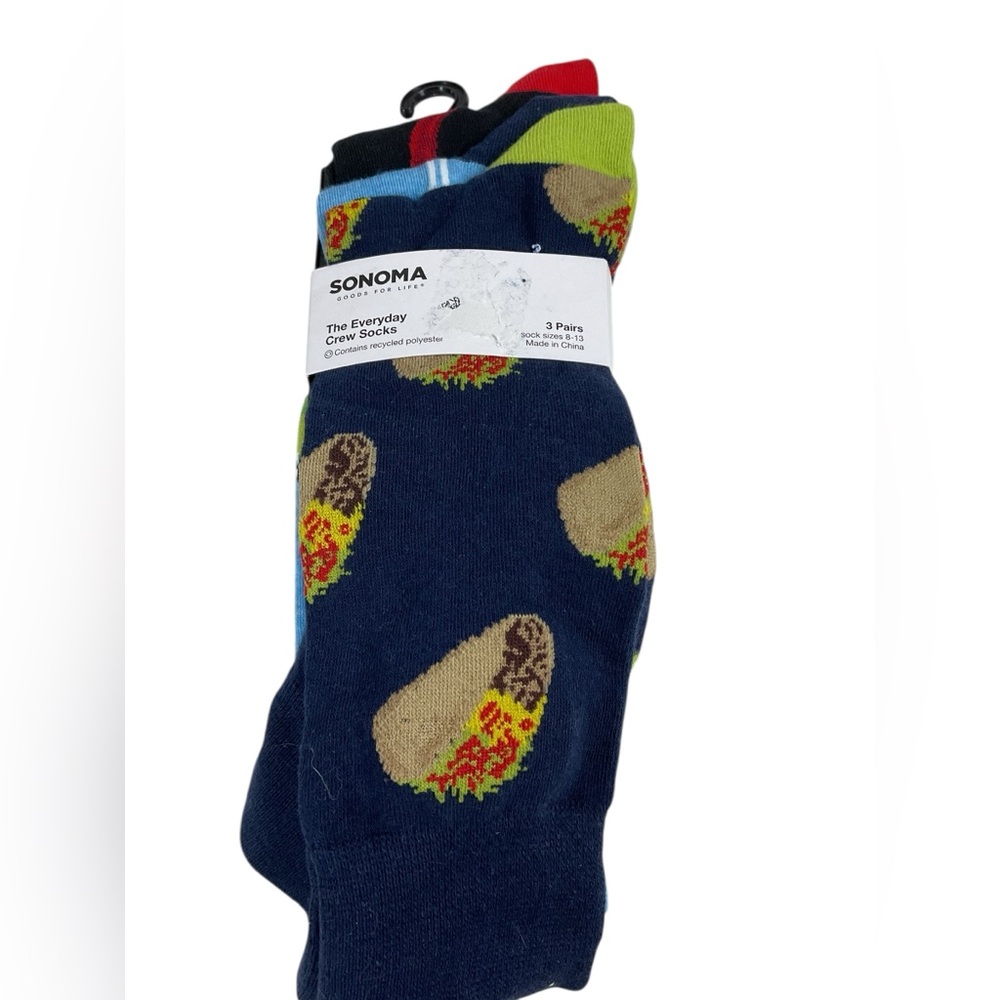 Sonoma Men's Set of 3 Taco/Margarita/Peppers Crew Socks Men's Size 8-13